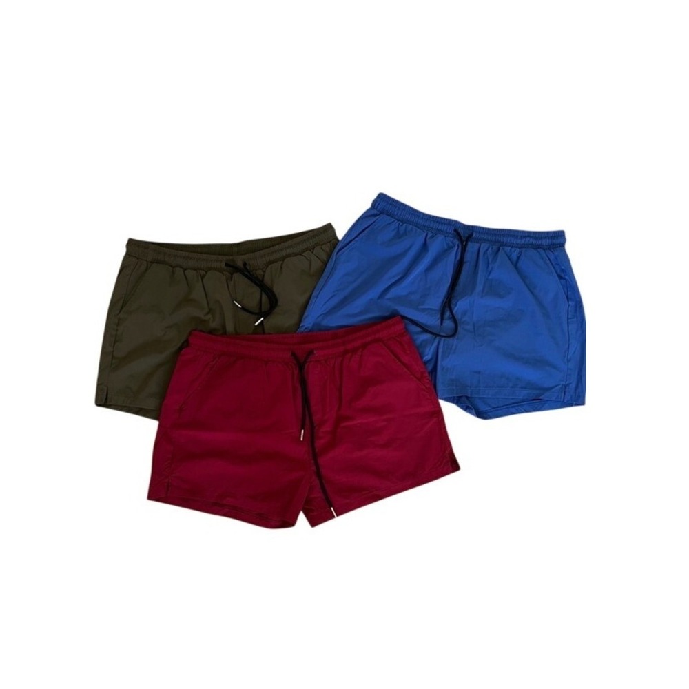 Mens Athletic Swim Trunks Bundle Blue Olive Burgundy Quick Dry Shorts Set L